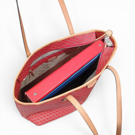 POURCHET Grand Sac épaule WAVES rouge ouvert