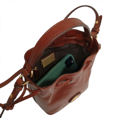 Sac seau cuir THE BRIDGE 043206 marron ouvert