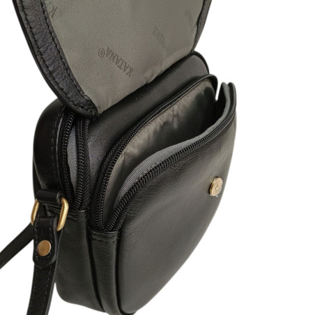 Sac dame KATANA cuir trotteur éclair 32561 noir ouvert2