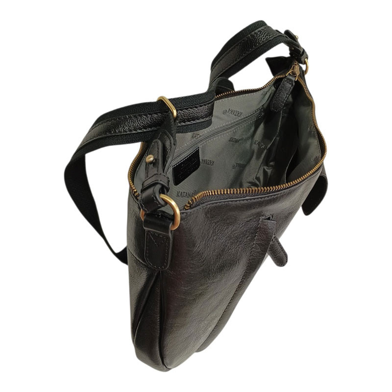 KAT52321 Sac porté en bandoulière noir ouvert