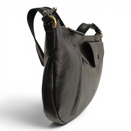KAT52321 Sac porté en bandoulière noir côté