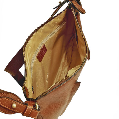 KAT52321 Sac porté en bandoulière cognac ouvert