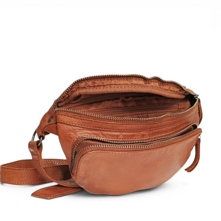 Sac banane cuir CONTI 4205159 cognac ouvert