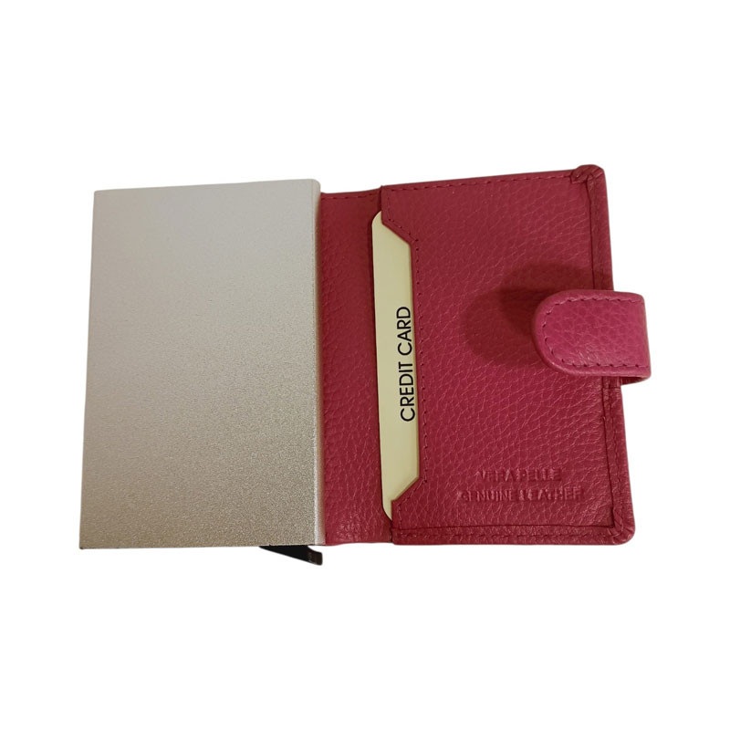 CON4317108 Etui cartes G.CONTI automatique fuchsia ouvert