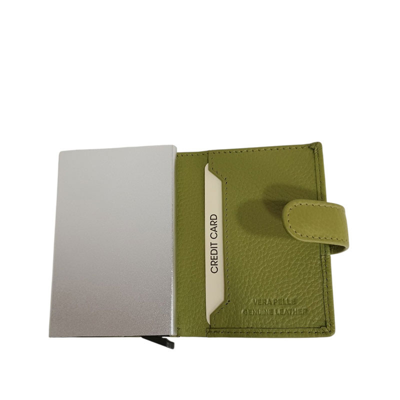 CON4317108 Etui cartes G.CONTI automatique vert herbe ouvert