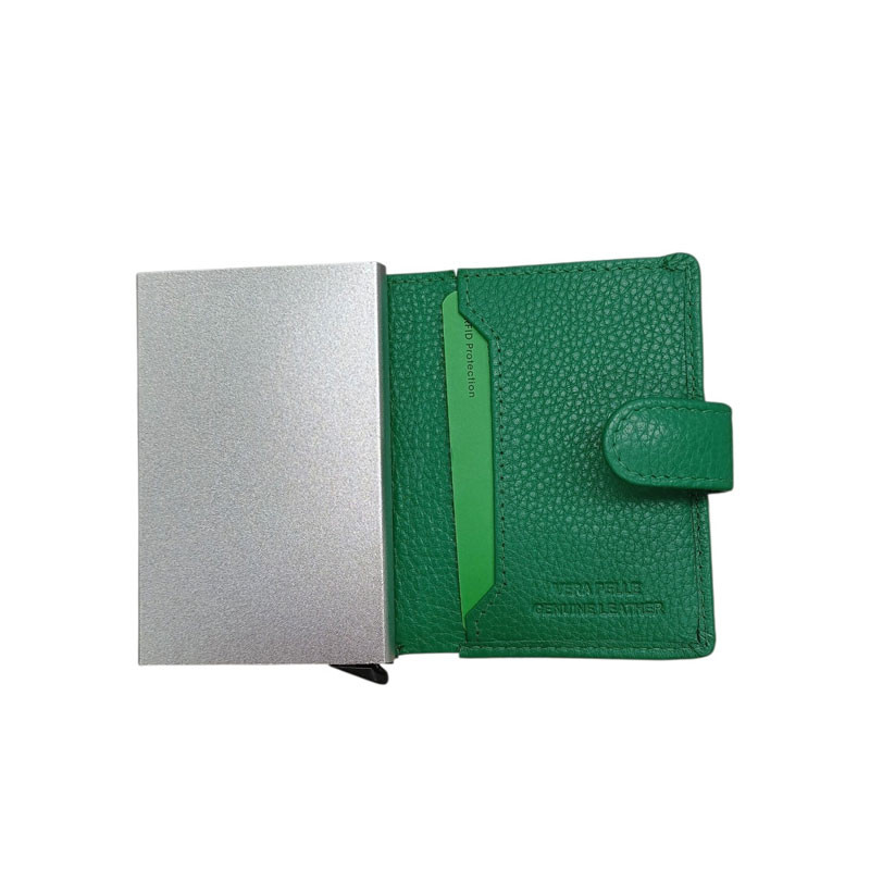 CON4317108 Etui cartes G.CONTI automatique vert ouvert
