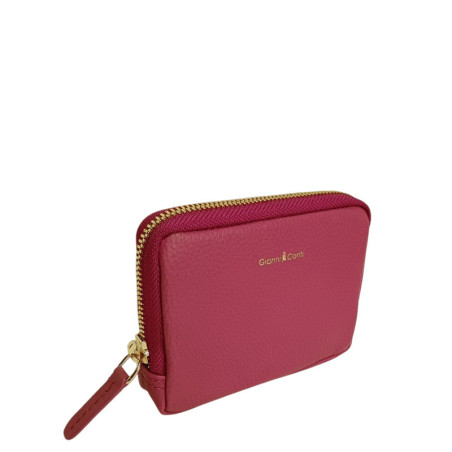 Porte monnaie cuir emplacement 2 cartes conti 4318191 fushia face