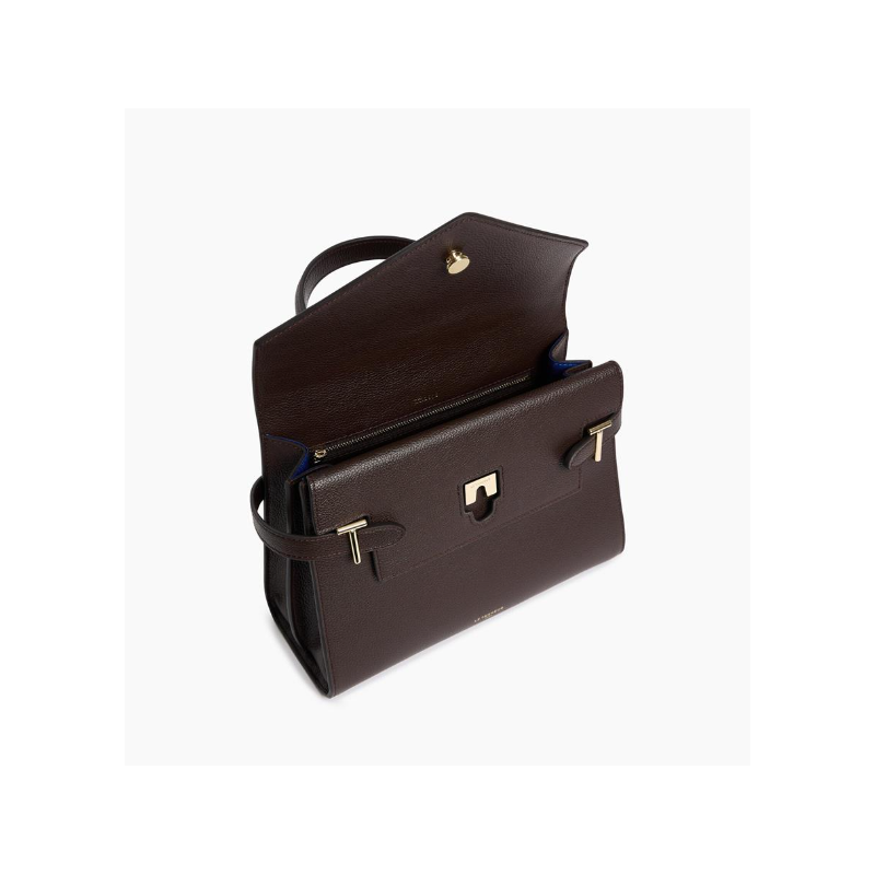 LE TANNEUR Sac EMILIE double rabat 1014 ARABICA ouvert