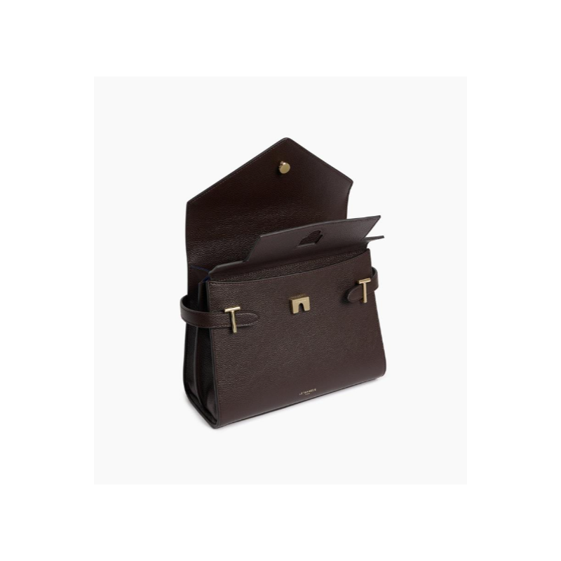 LE TANNEUR Sac EMILIE double rabat 1014 ARABICA rabat ouvert