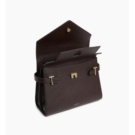 LE TANNEUR Sac EMILIE double rabat 1014 ARABICA rabat ouvert