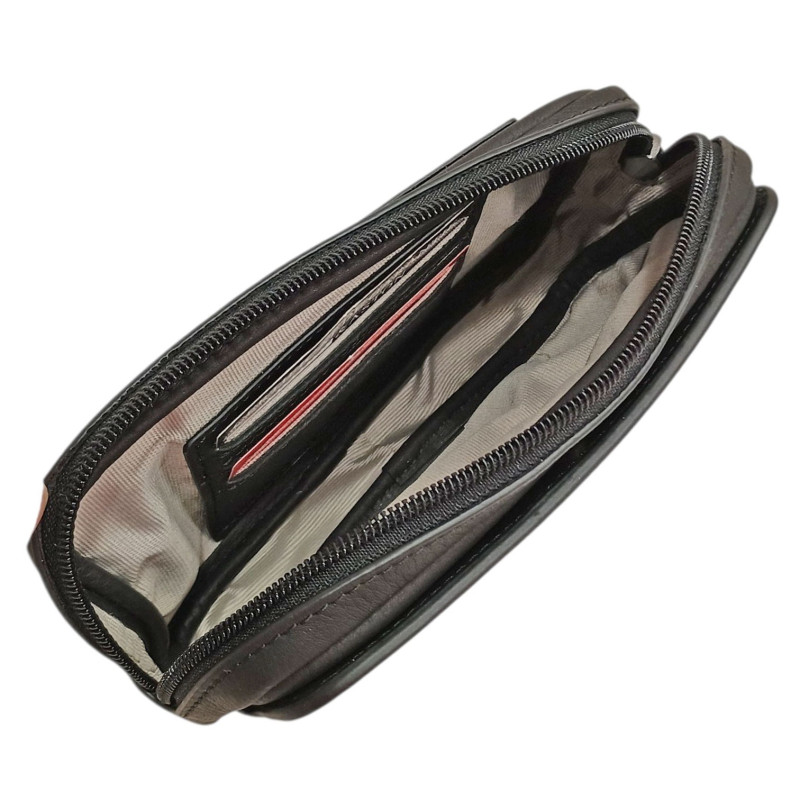 Grande poche ceinture cuir DANNY noir  2602-10