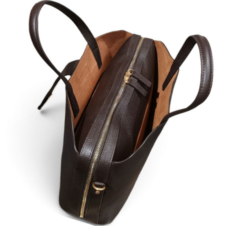 Sac porte document Pourchet Cavalcade 20015 marron chocolat dessus