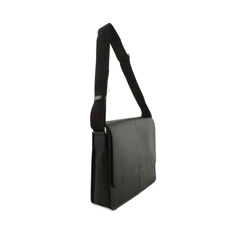 sac besace cuir grainé noir detail