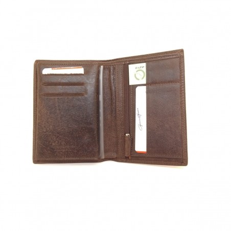 Portefeuille Gérard Henon 3 volets en cuir vieilli Portefeuille Gérard Henon 3 volets en cuir vieilli