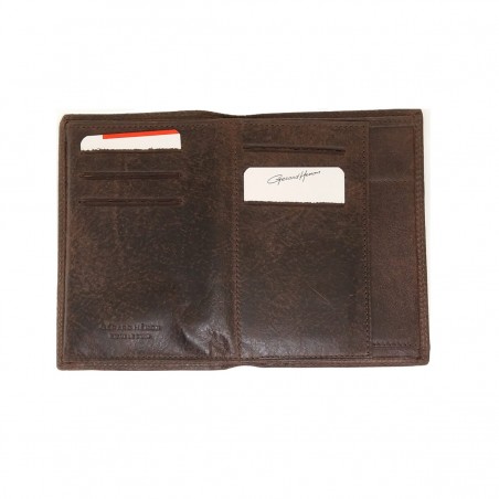 Portefeuille Gérard Henon 3 volets en cuir vieilli Portefeuille Gérard Henon 3 volets en cuir vieilli