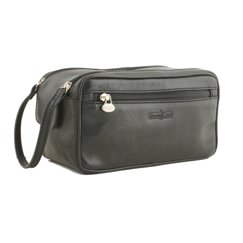 G CONTI  Trousse de Toilette cuir noir