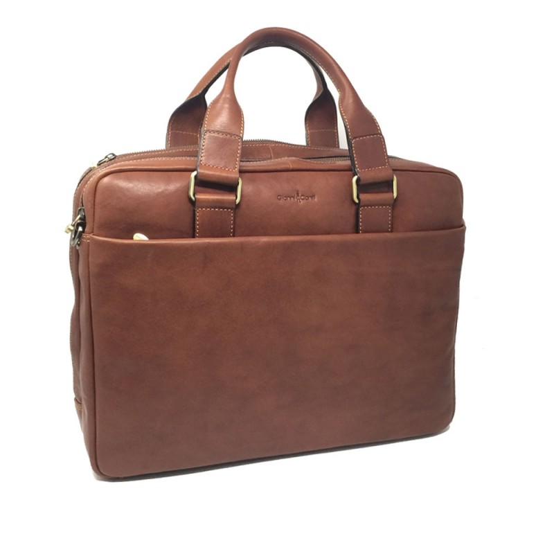 G.CONTI grand porte doc medical cuir cognac face