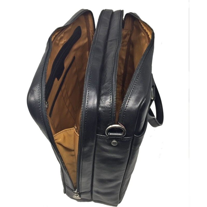 G.CONTI grand porte doc medical cuir noir ouvert