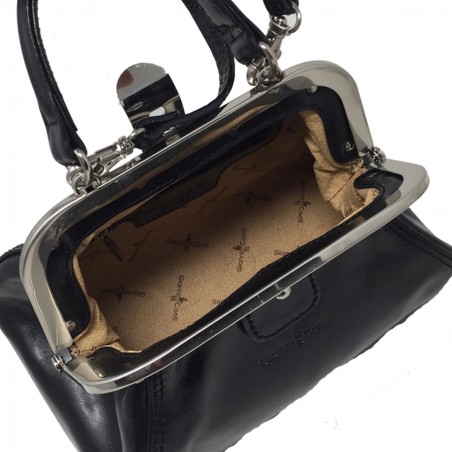 G. CONTI Petit Sac Valisette cuir noir