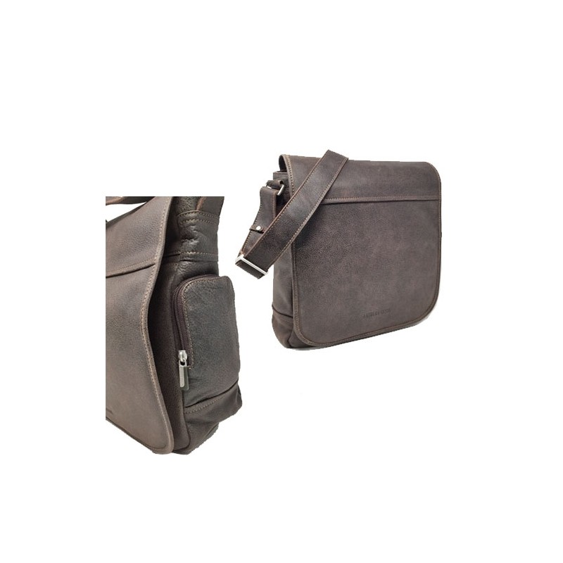 Arthur et Aston besace verticale à rabat, en cuir vieilli