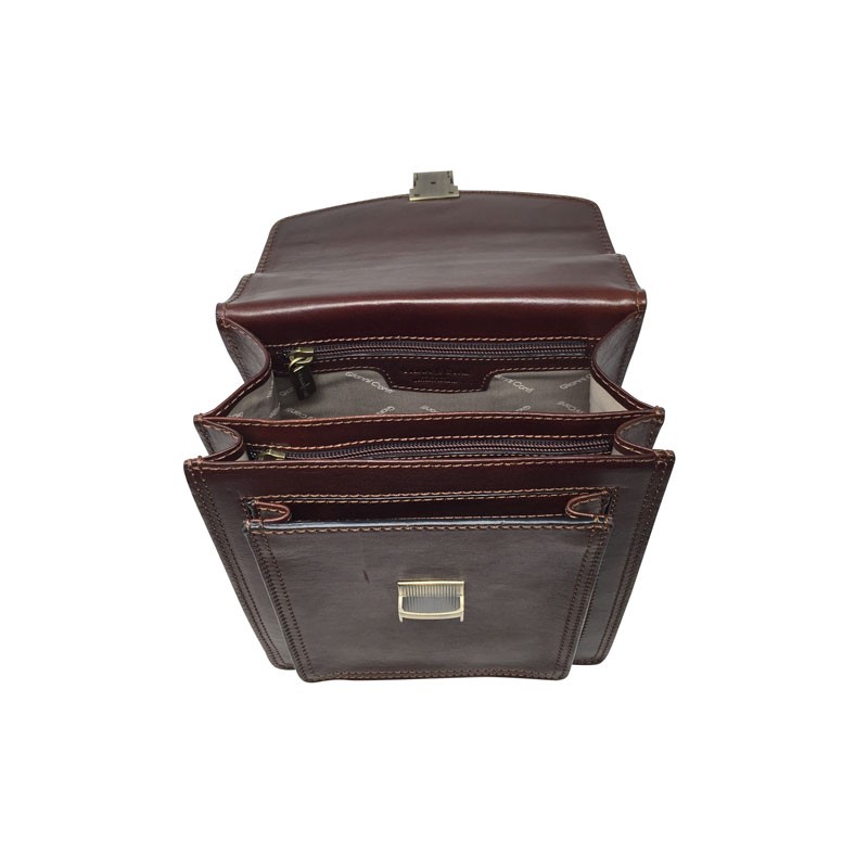 Sac homme classique poignée CONTI 9402316 marron ouvert 2