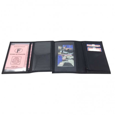 Portefeuille européen 3volets ouvert noir Portefeuille européen 3volets ouvert noir