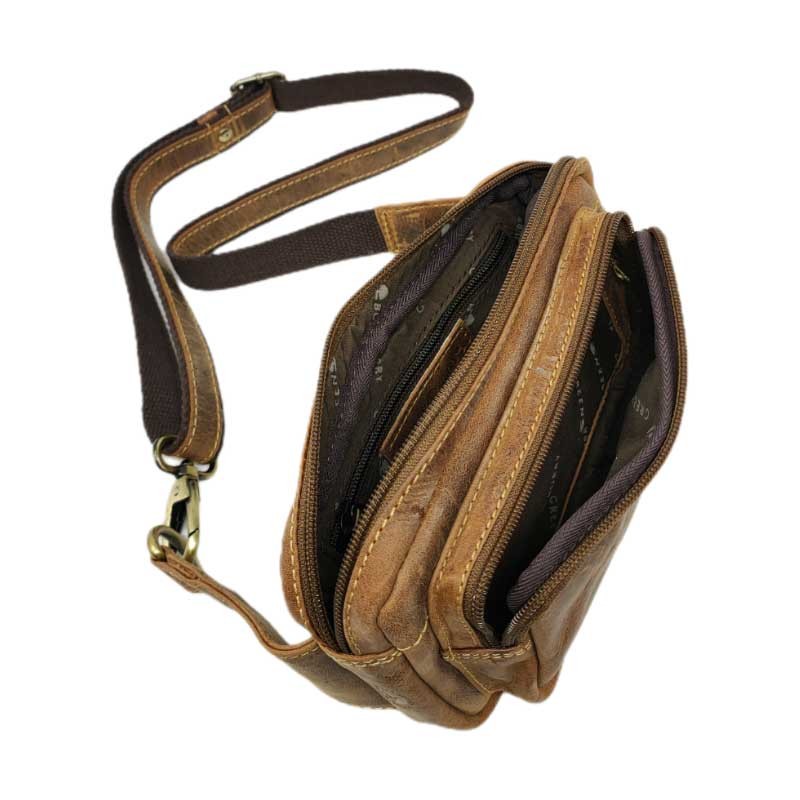 SAC BANANE CEINTURE cuir vintage veritable vue int