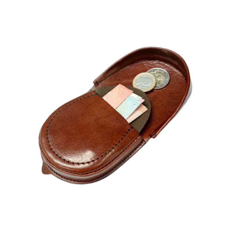 porte monnaie cuvette the bridge 01325 marron ouvert