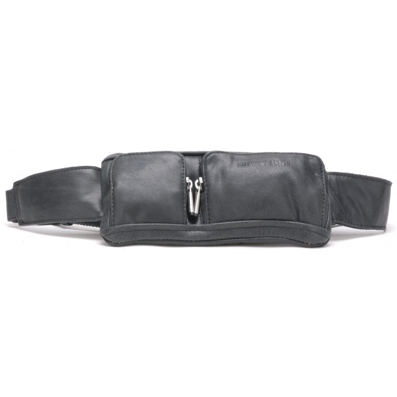 Athur&Aston Sac banane multi-poches 62-1033 noir face